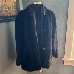 Vintage Black/Brown Faux Fur Coat Mob Wife Glam 70’s 80’s Jacket
